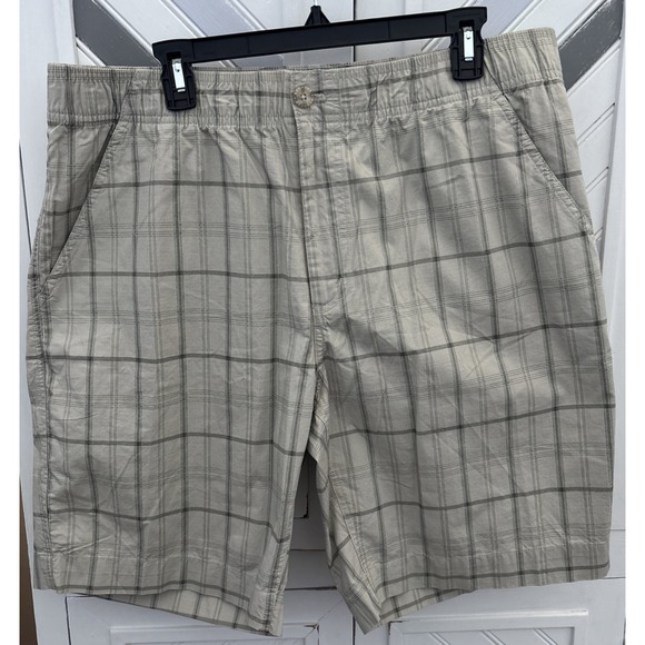 Redhead Men's XL Tan Blue Plaid Durable Cotton Utility Outdoor Activewear Shorts - Picture 1 of 14